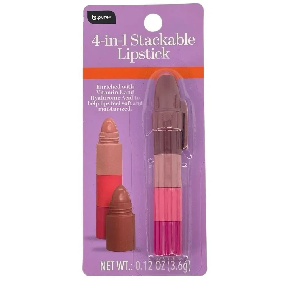 B Pure 4 In 1 Stackable Lipstick Vitamin E Hyaluronic Acid Moisturizing NWT